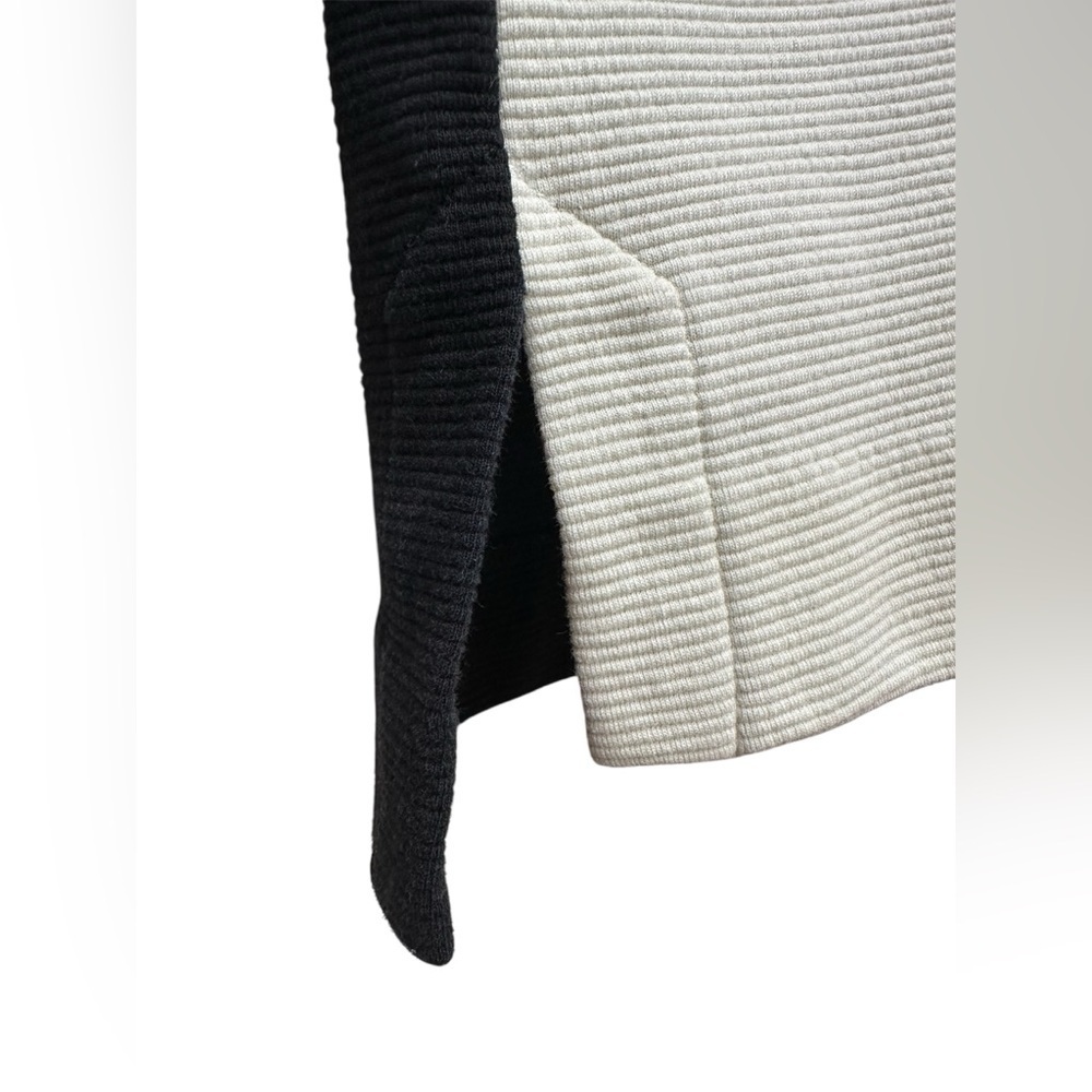 Madewell Ribbed Knit Top Colorblock Shirt XS Gallerist Ponte Back Zip 3/4 Sleeve - Picture 3 of 8